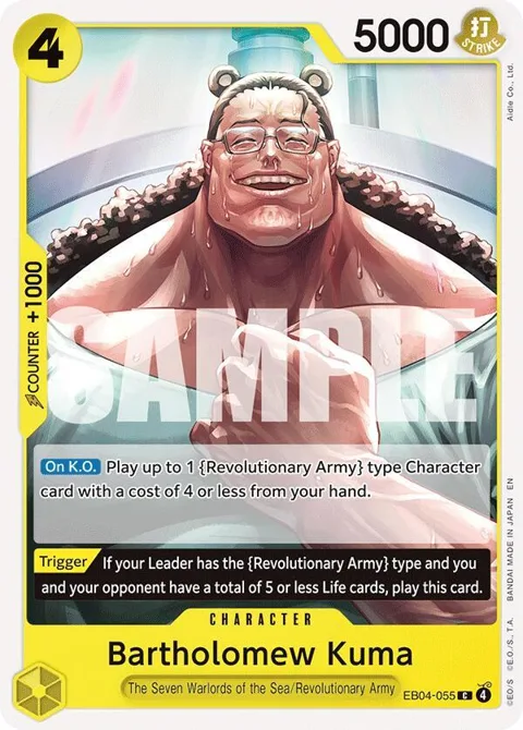 Bartholomew Kuma EB04-055 One Piece card from Adventure on Kami's Island