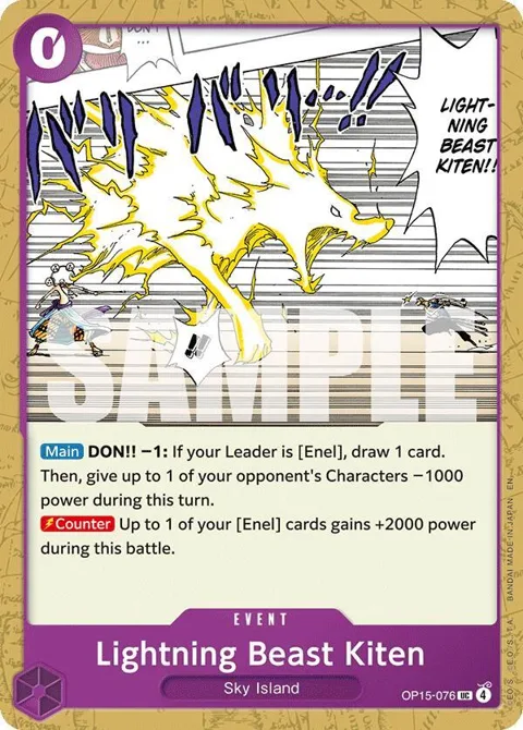 Lightning Beast Kiten OP15-076 One Piece card from Adventure on Kami's Island