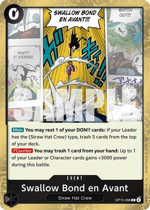 Swallow Bond en Avant OP15-096 One Piece card from Adventure on Kami's Island