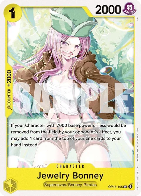 Jewelry Bonney OP15-105 One Piece card from Adventure on Kami's Island