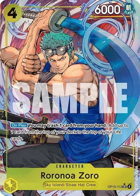 Roronoa Zoro Alt Art OP15-113 One Piece card from Adventure on Kami's Island