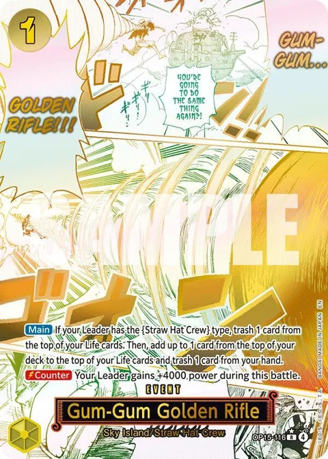 Gum-Gum Golden Rifle Alt Art OP15-116 One Piece card from Adventure on Kami's Island
