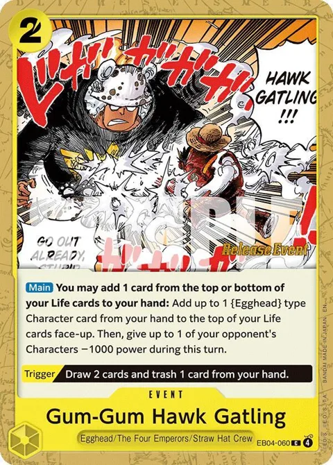 Gum-Gum Hawk Gatling EB04-060 Pre-Release One Piece card from Adventure on Kami's Island Release Event Cards