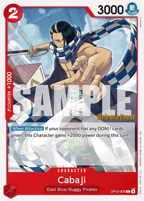 Cabaji OP15-005 Pre-Release One Piece card from Adventure on Kami's Island Release Event Cards