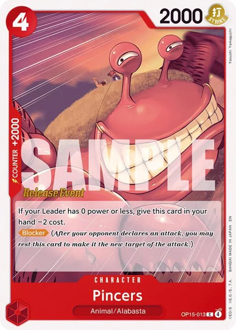 Pincers OP15-013 Pre-Release One Piece card from Adventure on Kami's Island Release Event Cards