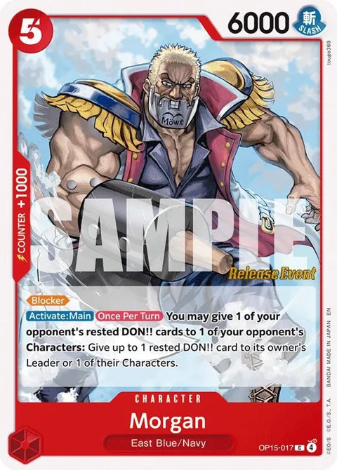 Morgan OP15-017 Pre-Release One Piece card from Adventure on Kami's Island Release Event Cards