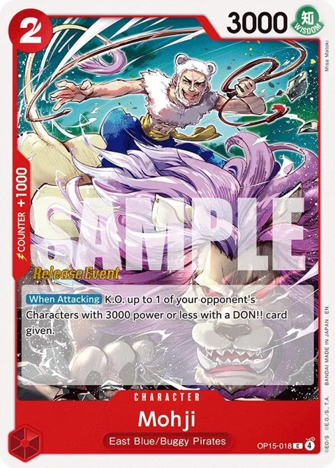 Mohji OP15-018 Pre-Release One Piece card from Adventure on Kami's Island Release Event Cards