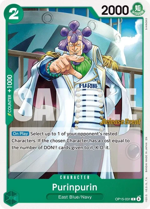 Purinpurin OP15-031 Pre-Release One Piece card from Adventure on Kami's Island Release Event Cards