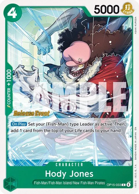 Hody Jones OP15-033 Pre-Release One Piece card from Adventure on Kami's Island Release Event Cards