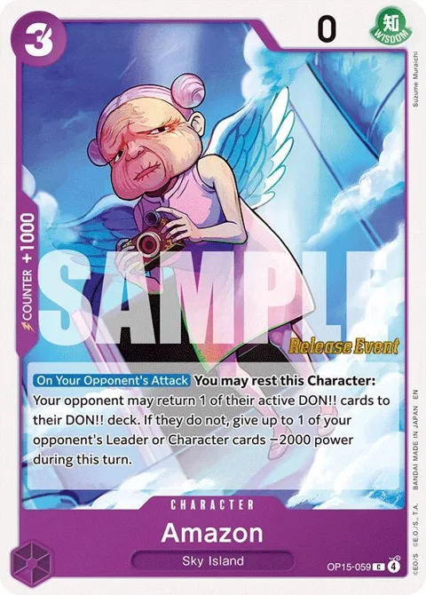 Amazon OP15-059 Pre-Release One Piece card from Adventure on Kami's Island Release Event Cards