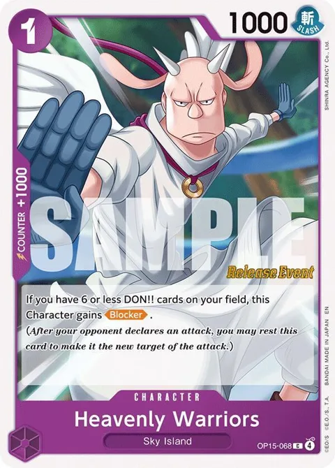 Heavenly Warriors OP15-068 Pre-Release One Piece card from Adventure on Kami's Island Release Event Cards