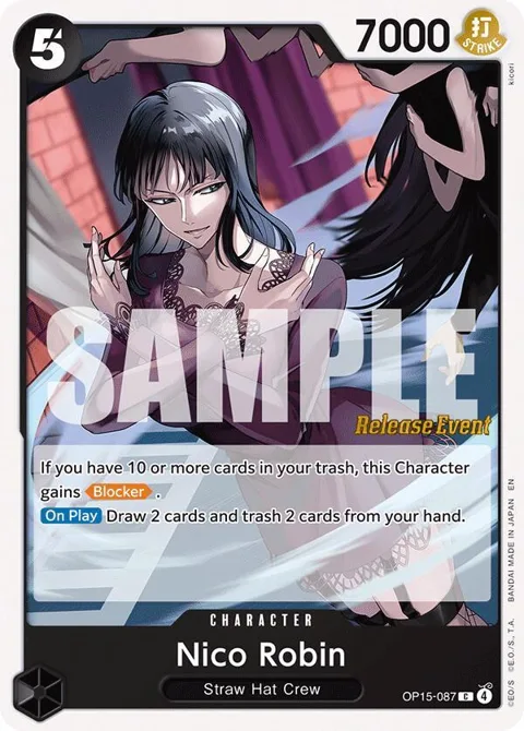 Nico Robin OP15-087 Pre-Release One Piece card from Adventure on Kami's Island Release Event Cards