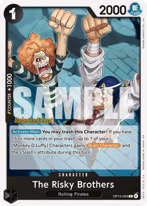 The Risky Brothers OP15-093 Pre-Release One Piece card from Adventure on Kami's Island Release Event Cards