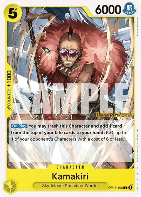 Kamakiri OP15-100 Pre-Release One Piece card from Adventure on Kami's Island Release Event Cards