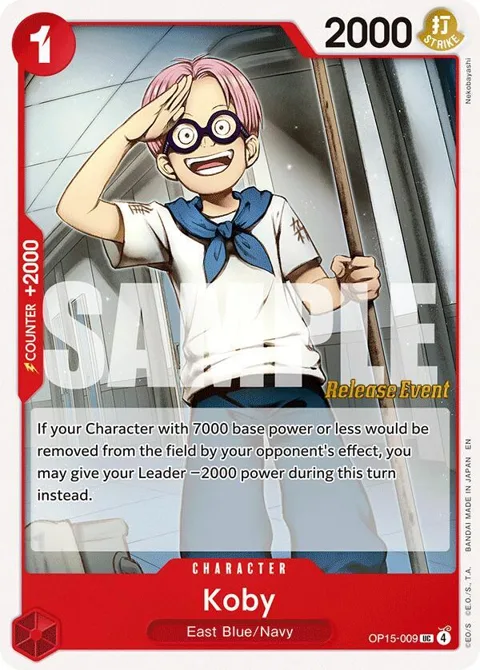 Koby OP15-009 Pre-Release One Piece card from Adventure on Kami's Island Release Event Cards