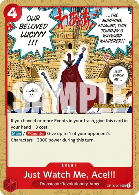 Just Watch Me, Ace!!! OP15-021 Pre-Release One Piece card from Adventure on Kami's Island Release Event Cards