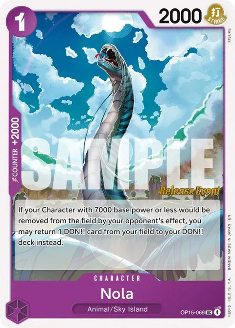 Nola OP15-069 Pre-Release One Piece card from Adventure on Kami's Island Release Event Cards
