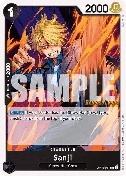 Sanji OP15-081 Pre-Release One Piece card from Adventure on Kami's Island Release Event Cards