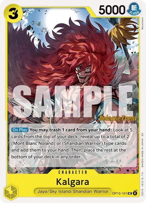 Kalgara OP15-101 Pre-Release One Piece card from Adventure on Kami's Island Release Event Cards