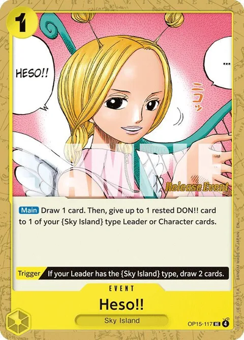 Heso!! OP15-117 Pre-Release One Piece card from Adventure on Kami's Island Release Event Cards