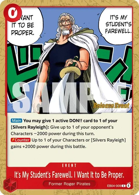 It's My Student's Farewell. I Want It to Be Proper. EB04-009 Pre-Release One Piece card from Adventure on Kami's Island Release Event Cards