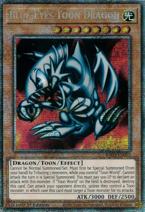 Blue-Eyes Toon Dragon RA05-EN003 Yu-Gi-Oh card from Rarity Collection 5