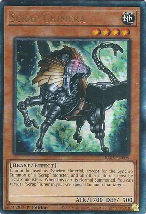 Scrap Chimera Prismatic Ultimate Rare RA05-EN005 Yu-Gi-Oh card from Rarity Collection 5