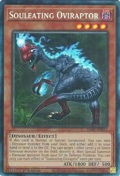 Souleating Oviraptor Prismatic Collector's Rare RA05-EN011 Yu-Gi-Oh card from Rarity Collection 5