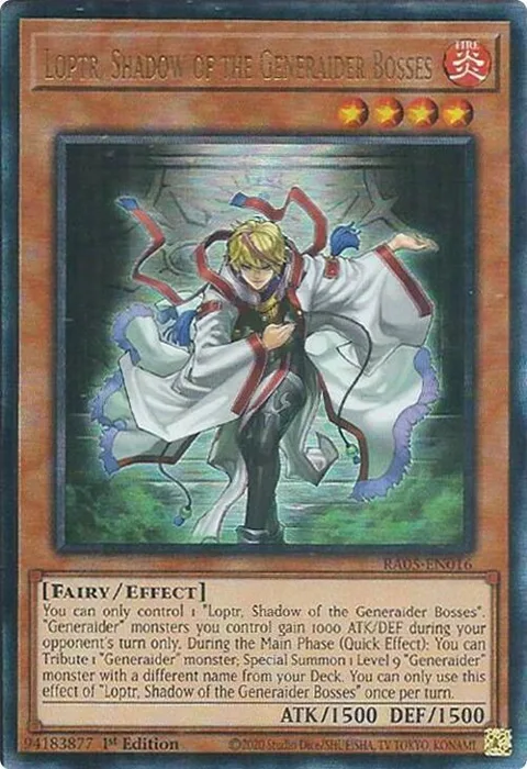 Loptr, Shadow of the Generaider Bosses Prismatic Ultimate Rare RA05-EN016 Yu-Gi-Oh card from Rarity Collection 5