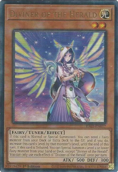 Diviner of the Herald Prismatic Ultimate Rare RA05-EN017 Yu-Gi-Oh card from Rarity Collection 5