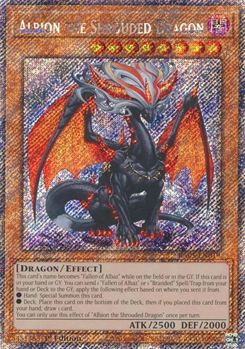 Albion the Shrouded Dragon Platinum Secret Rare RA05-EN019 Yu-Gi-Oh card from Rarity Collection 5