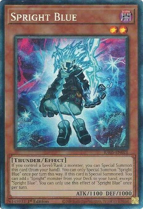Spright Blue Prismatic Collector's Rare RA05-EN021 Yu-Gi-Oh card from Rarity Collection 5