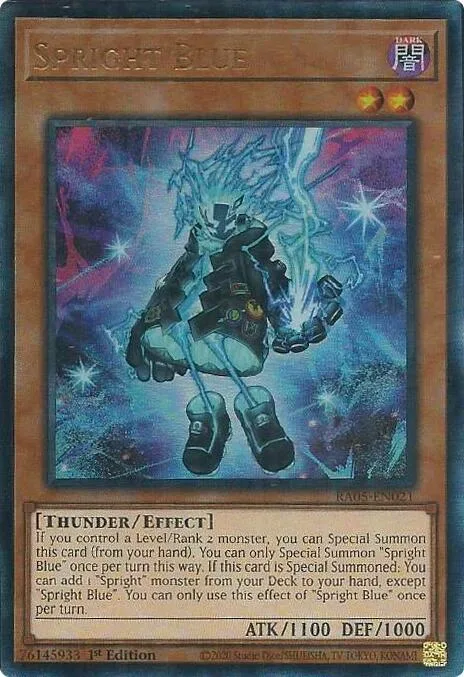 Spright Blue Prismatic Ultimate Rare RA05-EN021 Yu-Gi-Oh card from Rarity Collection 5