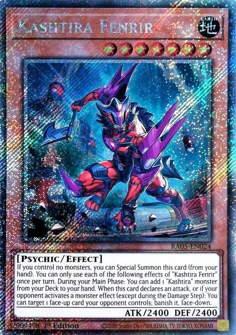 Kashtira Fenrir Platinum Secret Rare RA05-EN024 Yu-Gi-Oh card from Rarity Collection 5