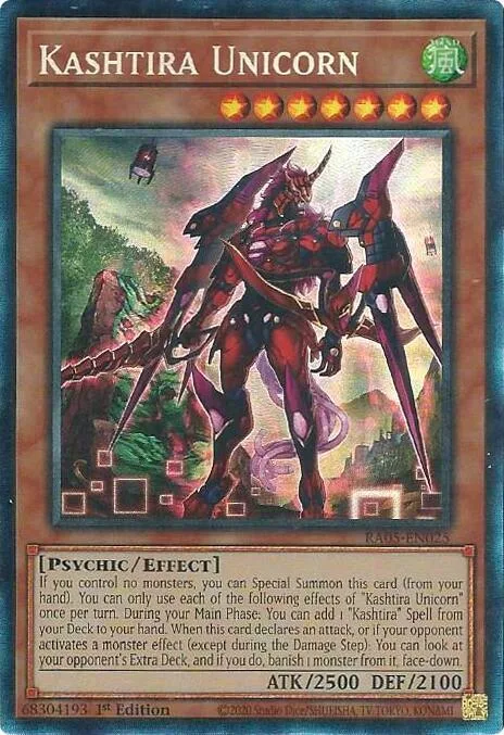 Kashtira Unicorn Prismatic Collector's Rare RA05-EN025 Yu-Gi-Oh card from Rarity Collection 5