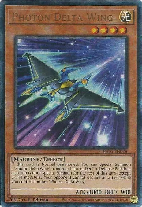 Photon Delta Wing Prismatic Ultimate Rare RA05-EN026 Yu-Gi-Oh card from Rarity Collection 5