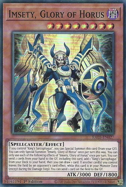 Imsety, Glory of Horus RA05-EN027 Yu-Gi-Oh card from Rarity Collection 5