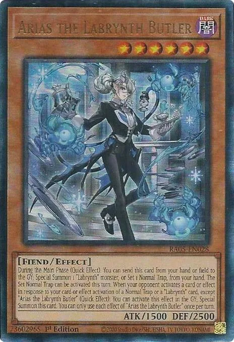 Arias the Labrynth Butler Prismatic Ultimate Rare RA05-EN028 Yu-Gi-Oh card from Rarity Collection 5