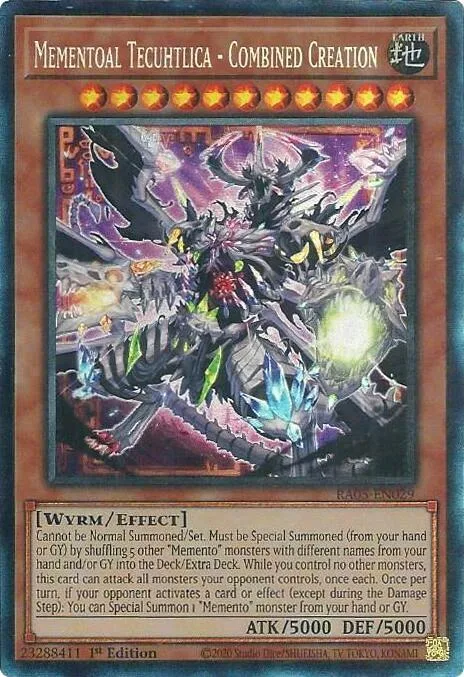 Mementoal Tecuhtlica - Combined Creation Prismatic Collector's Rare RA05-EN029 Yu-Gi-Oh card from Rarity Collection 5