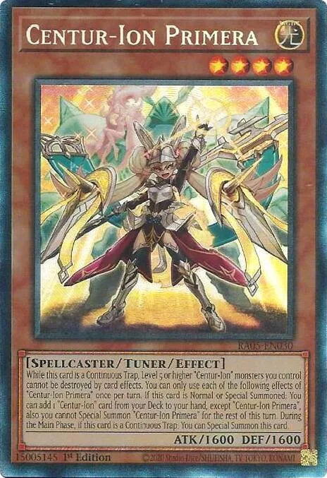 Centur-Ion Primera Prismatic Collector's Rare RA05-EN030 Yu-Gi-Oh card from Rarity Collection 5