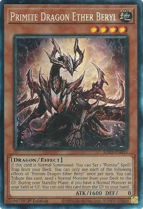 Primite Dragon Ether Beryl Prismatic Collector's Rare RA05-EN033 Yu-Gi-Oh card from Rarity Collection 5