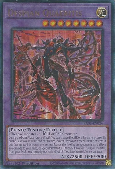 Despian Quaeritis Prismatic Ultimate Rare RA05-EN036 Yu-Gi-Oh card from Rarity Collection 5