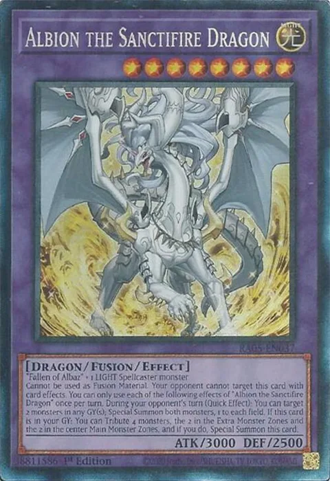 Albion the Sanctifire Dragon Prismatic Collector's Rare RA05-EN037 Yu-Gi-Oh card from Rarity Collection 5