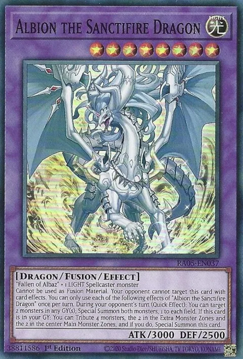 Albion the Sanctifire Dragon RA05-EN037 Yu-Gi-Oh card from Rarity Collection 5