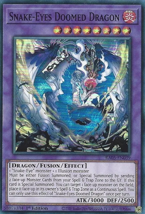 Snake-Eyes Doomed Dragon RA05-EN039 Yu-Gi-Oh card from Rarity Collection 5