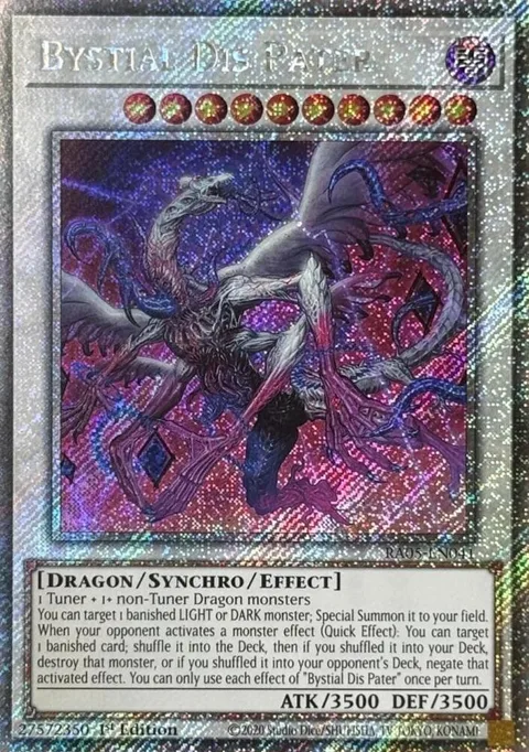 Bystial Dis Pater Platinum Secret Rare RA05-EN041 Yu-Gi-Oh card from Rarity Collection 5