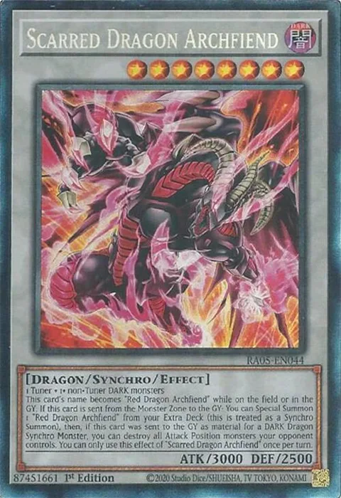 Scarred Dragon Archfiend Prismatic Collector's Rare RA05-EN044 Yu-Gi-Oh card from Rarity Collection 5