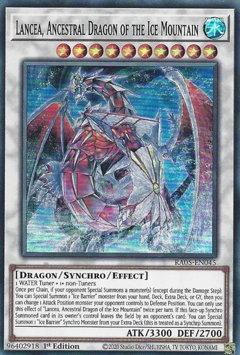 Lancea, Ancestral Dragon of the Ice Mountain RA05-EN045 Yu-Gi-Oh card from Rarity Collection 5