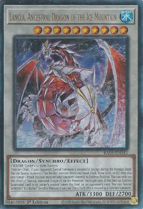 Lancea, Ancestral Dragon of the Ice Mountain Prismatic Ultimate Rare RA05-EN045 Yu-Gi-Oh card from Rarity Collection 5