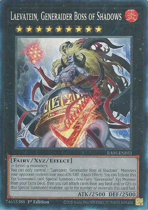 Laevatein, Generaider Boss of Shadows Prismatic Collector's Rare RA05-EN051 Yu-Gi-Oh card from Rarity Collection 5